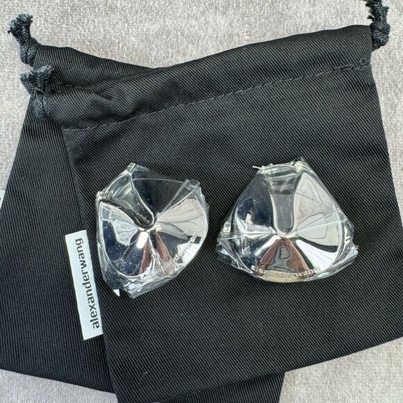 Alexander Wang Fortune Cookie Silver Earrings NEW - Picture 3 of 7